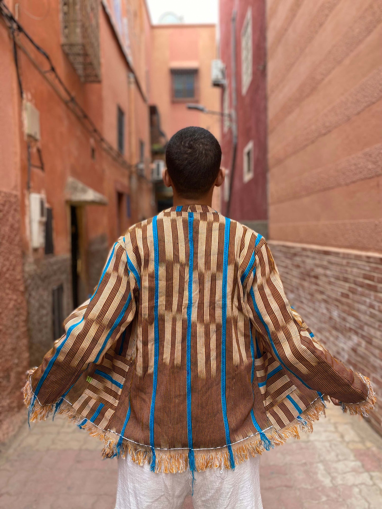 Natural Fiber Handwoven Fringe Kimono
